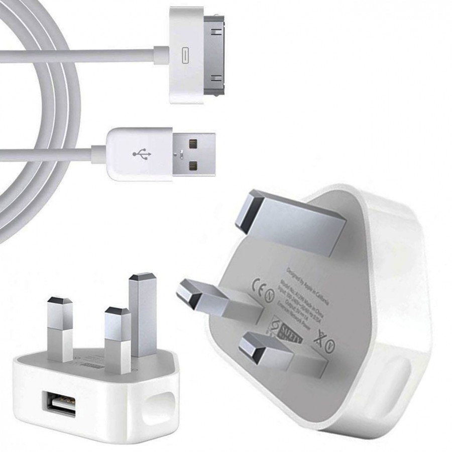 Refurbished Genuine Apple iPad Mains Charger with USB Cable, A - White