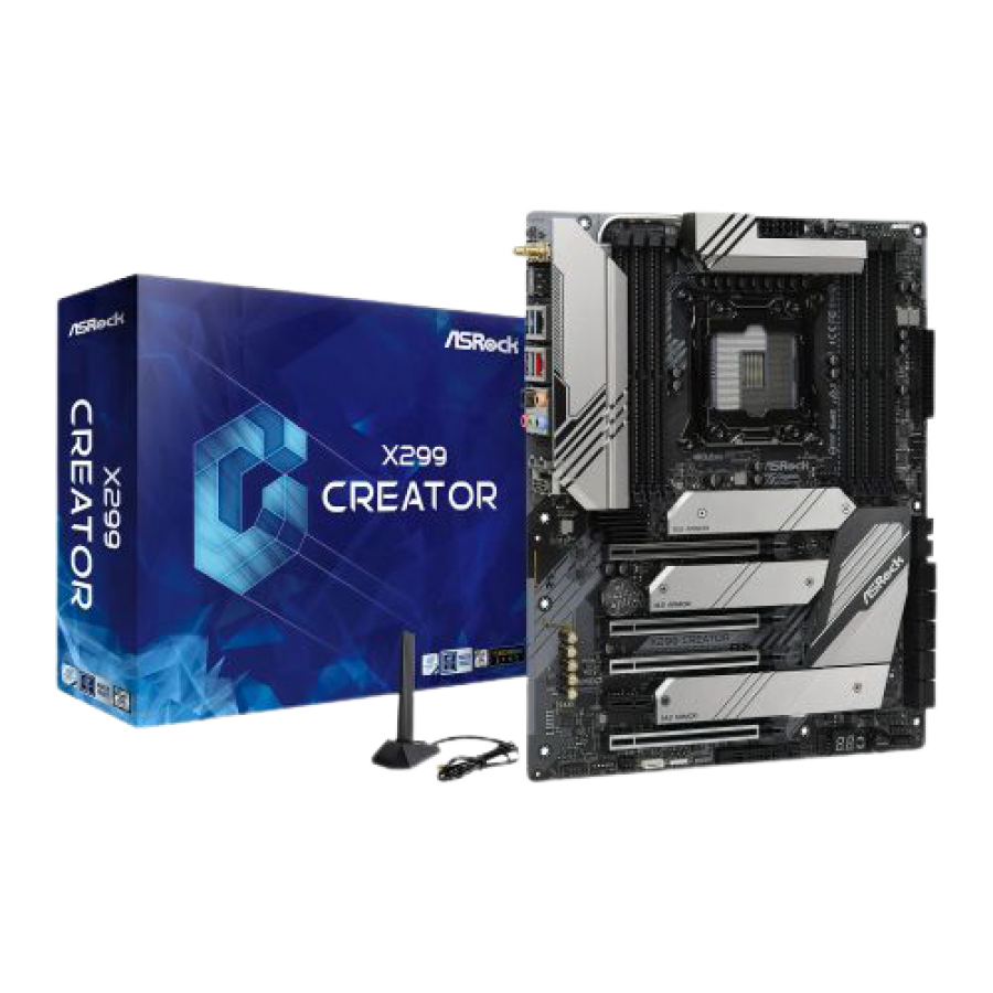 Asrock X299 CREATOR, Intel X299, 2066, ATX, DDR4, NVLink, SLI/XFire, Wi-Fi, Dual LAN (1 x 10GB), TB 3 Type-C, 3x M.2