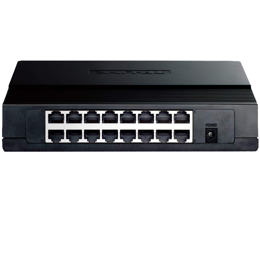 TP-LINK (TL-SF1016D) 16-Port 10/100Mbps Unmanaged Desktop Switch, Plastic Case