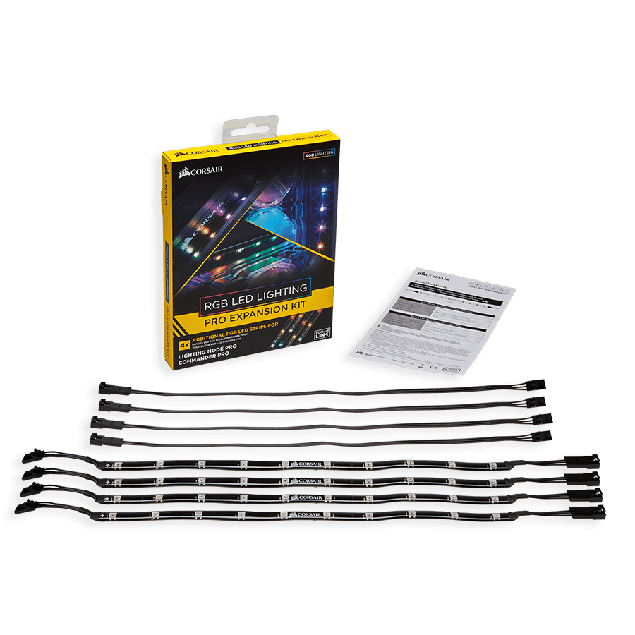 Corsair RGB LED Lighting Pro Expansion Kit, 4 X Individually Addressable RGB LED Strips + Extension Cables