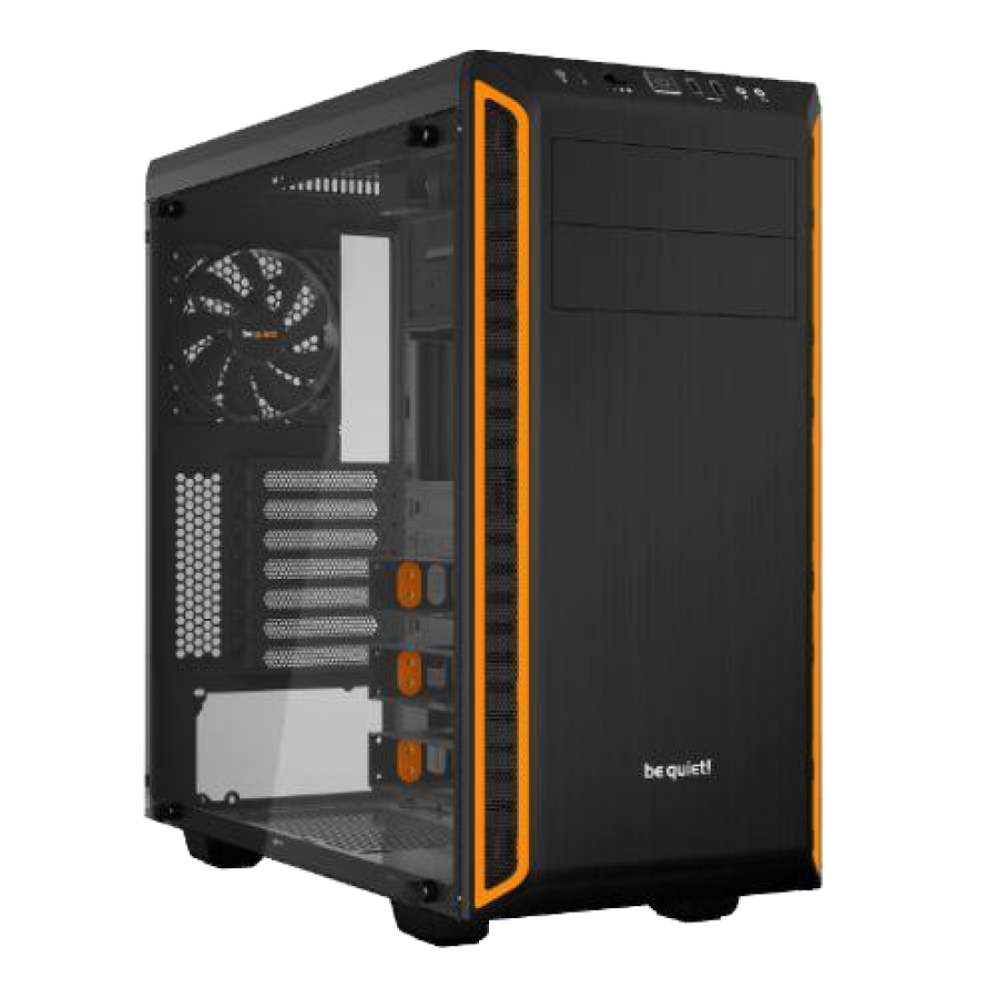 Be Quiet! Pure Base 600 Gaming Case with Window, ATX, No PSU, 2 x Pure Wings 2 Fans, Orange Trim