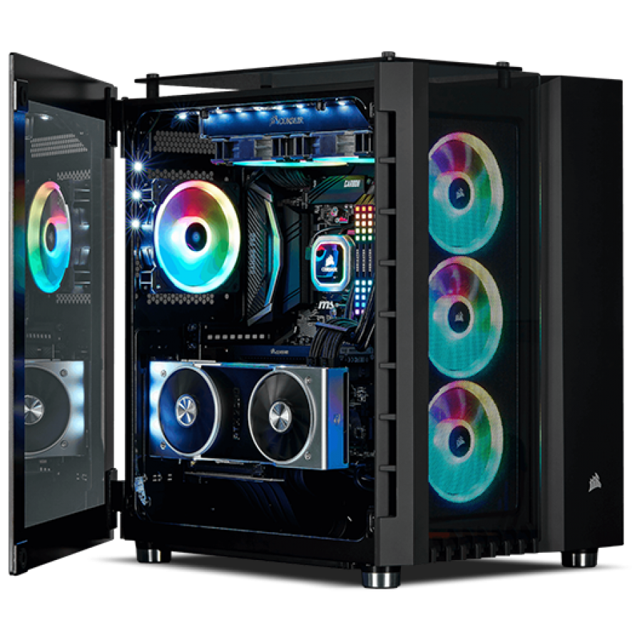 Corsair Crystal Series 680X RGB Gaming Case with Tempered Glass Window, E-ATX, Dual Chamber, 3 x LL120 RGB Fans