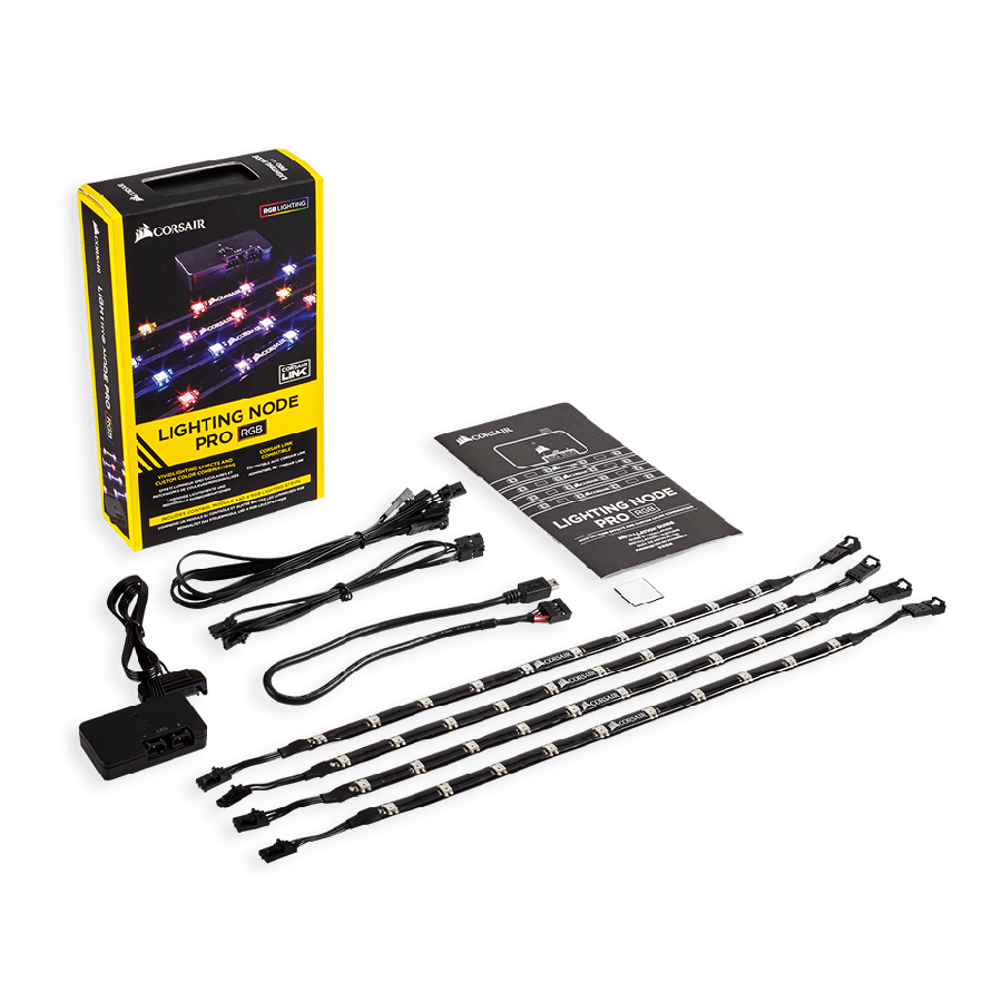 Corsair RGB Lighting Node Pro Kit, RGB Lighting Controller with 4 X Individually Addressable RGB LED Strips