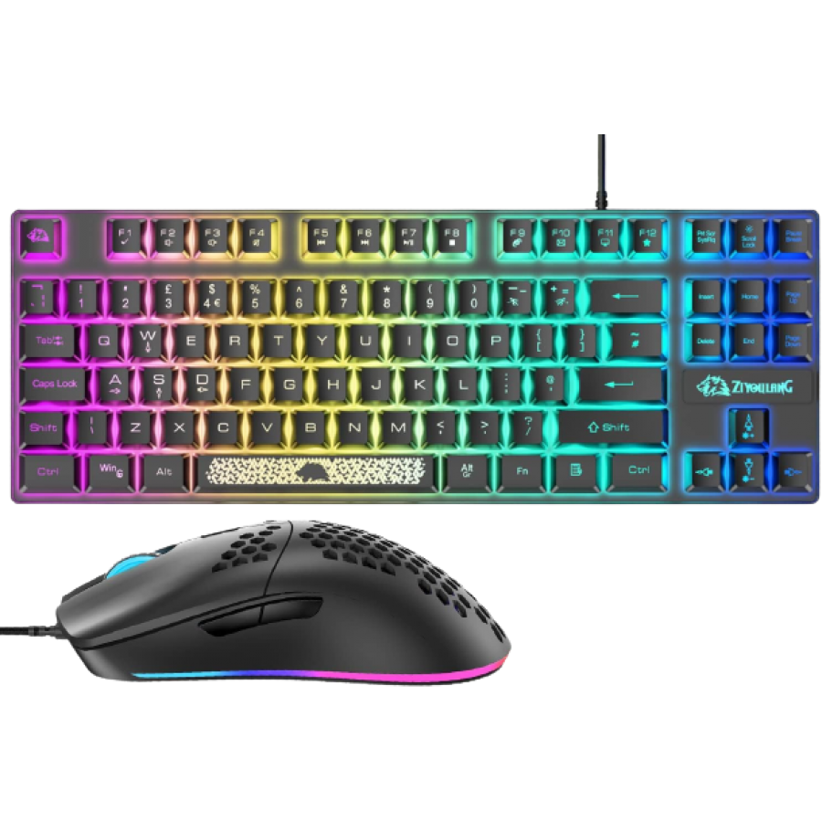 Brand New ZIYOU LANG UK Gaming Keyboard Mouse Combo/RGB Backlit Keyboard and Programmable 6400dpi Gaming Mouse/QWERTY English Layout - Black