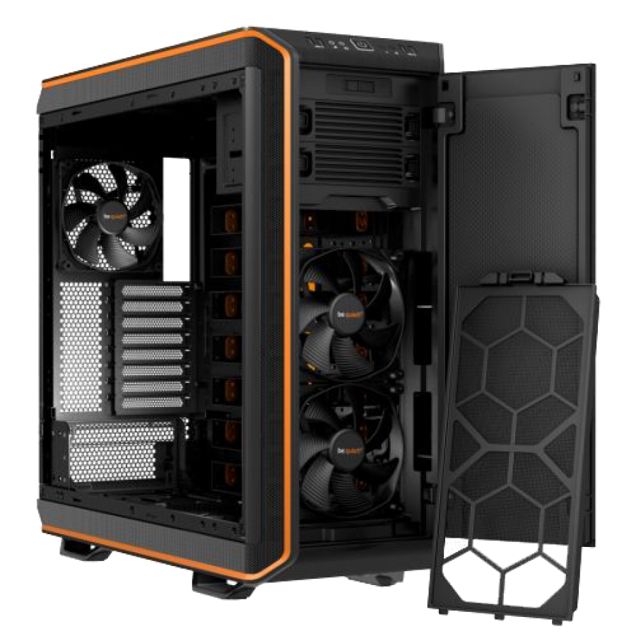 Be Quiet! Dark Base 900 Gaming Case, E-ATX, No PSU, Tool-less, 3 x Silent Wings 3 Fans, Modular Construction, Orange Trim