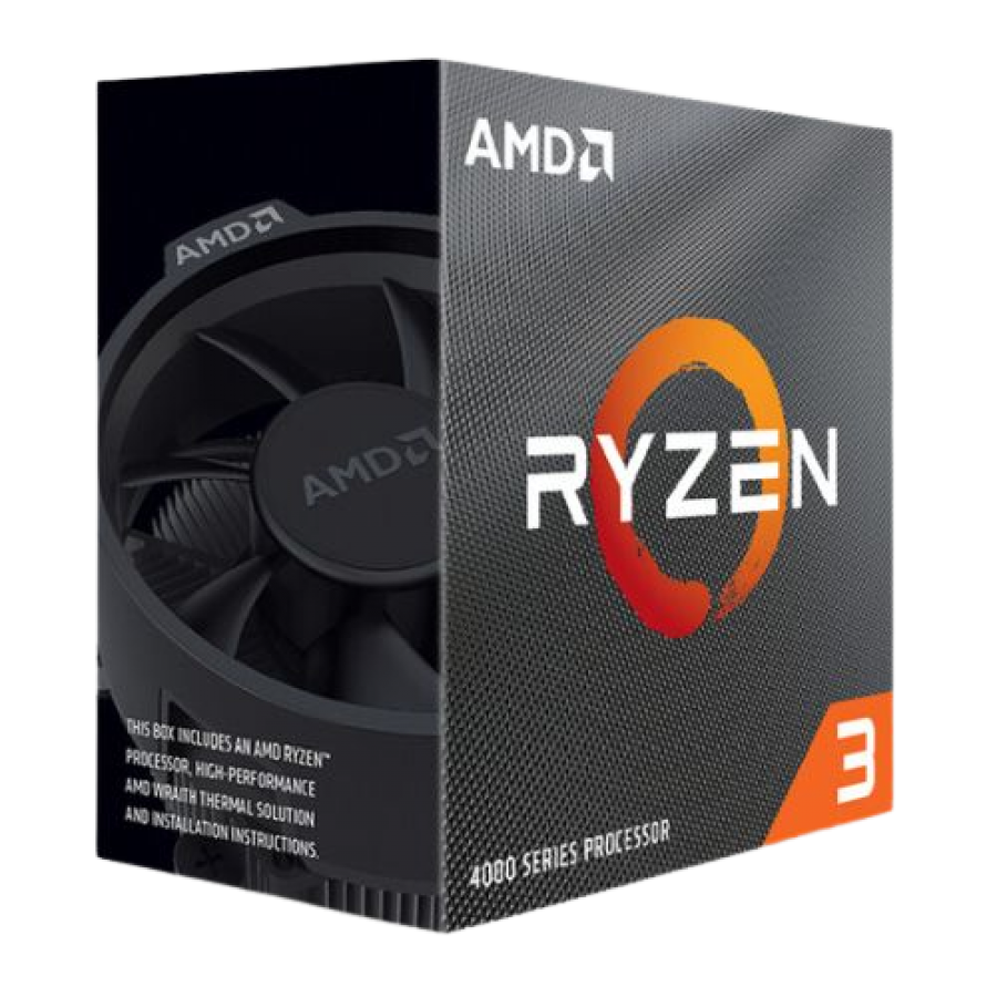 AMD Ryzen 3 4100 CPU with Wraith Stealth Cooler, AM4, 3.8GHz (4.0 Turbo), Quad Core, 65W, 6MB Cache, 7nm, 4th Gen, No Graphics
