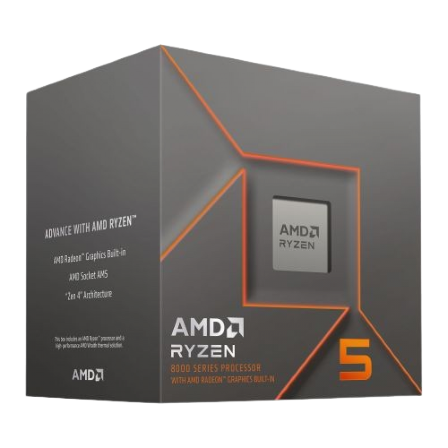 AMD Ryzen 5 8500G with Wraith Stealth Cooler, AM5, Up to 5.0GHz, 6-Core, 65W, 22MB Cache, 4nm, 8th Gen, Radeon Graphics