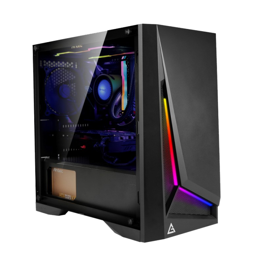 Antec DP301M Dapper Dark Phantom Gaming Case with Window, Micro ATX, No PSU, Tempered Glass, ARGB Front Panel 