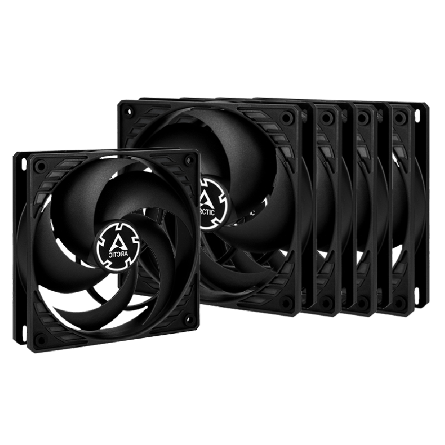 Arctic P12 Pressure Optimised 12CM Case Fans x5, Fluid Dynamic, Value Pack (5 Fans) - Black