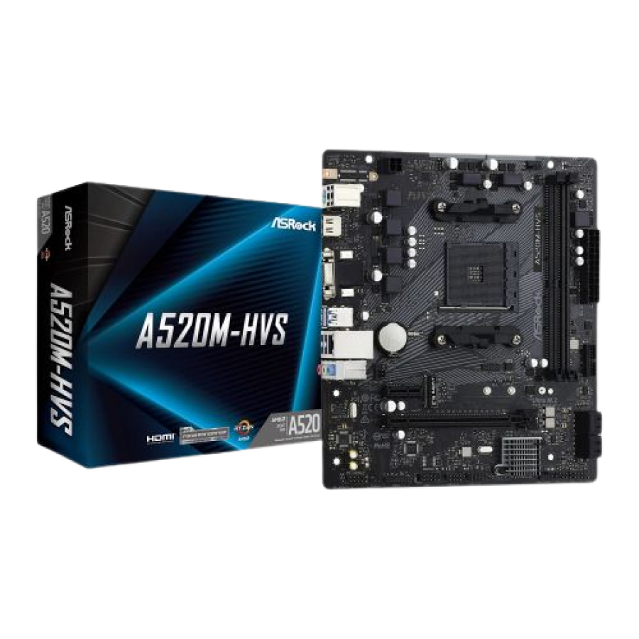 Asrock A520M-HVS, AMD A520, AM4, Micro ATX, 2 DDR4, VGA, HDMI, M.2