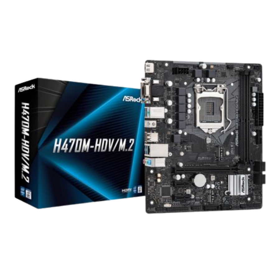 Asrock H470M-HDV/M.2, Intel H470, 1200, Micro ATX, 2 DDR4, VGA, DVI, HDMI, M.2