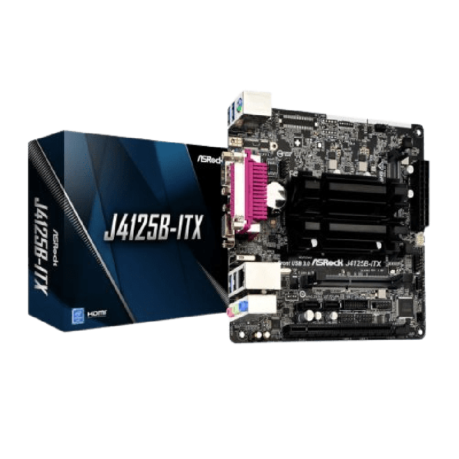 Asrock J4125B-ITX, Integrated Intel Quad-Core J4125, Mini ITX, DDR4 SODIMM, VGA, HDMI, Serial Port, Parallel Port