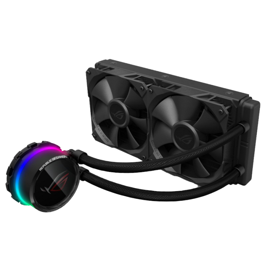 Asus ROG Ryuo 240mm Liquid CPU Cooler, 2 x 120mm PWM Fan, Full Colour OLED Display, RGB