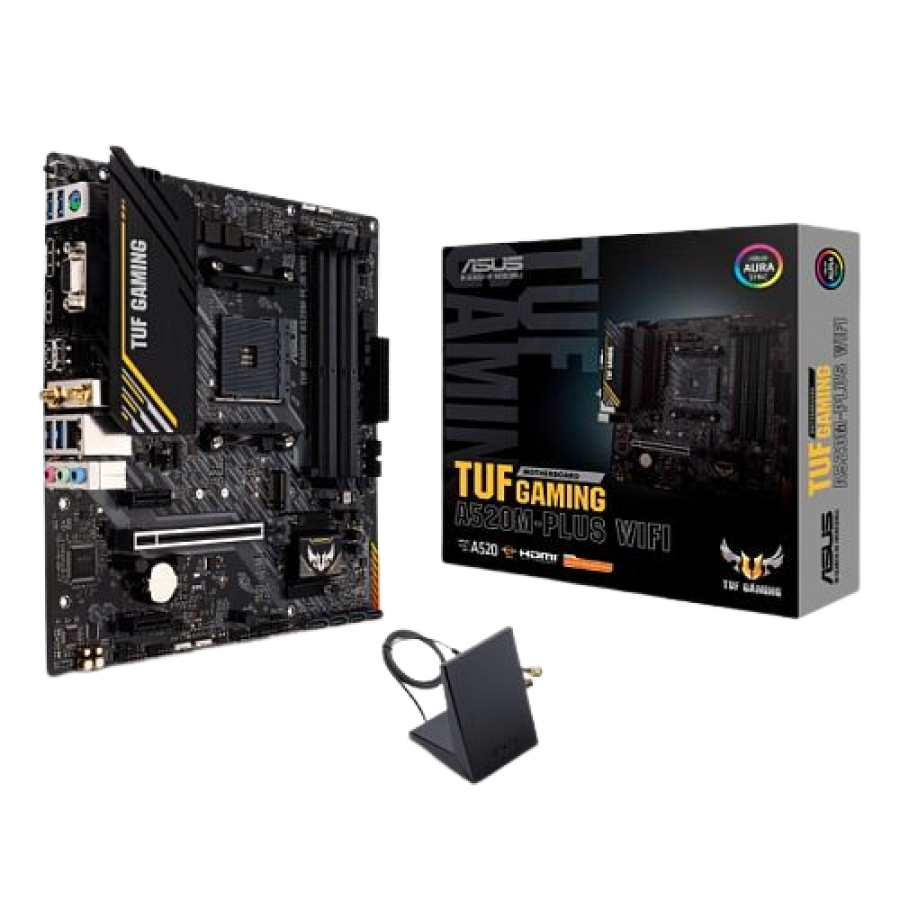 Asus TUF GAMING A520M-PLUS WIFI, AMD A520, AM4, Micro ATX, 4 DDR4, VGA, HDMI, DP, AC Wi-Fi, 1x M.2