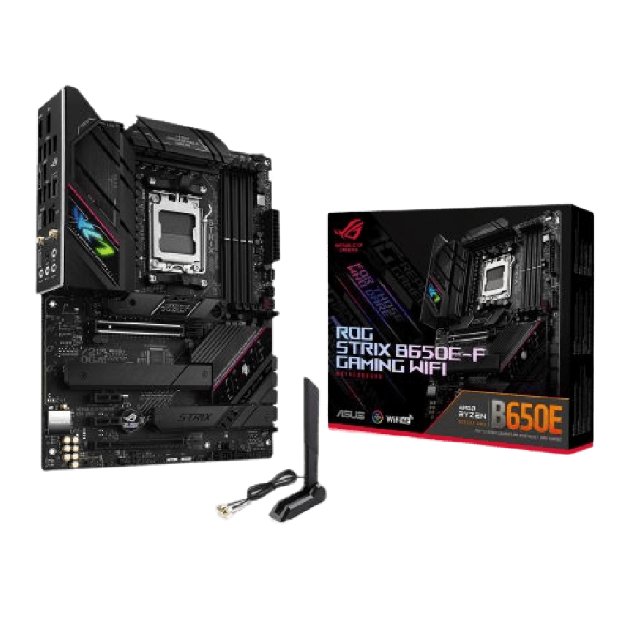 Asus ROG STRIX B650E-F GAMING WIFI, AMD B650, AM5, ATX, 4 DDR5, HDMI, DP, Wi-Fi 6, 2.5G LAN, PCIe5, RGB, 3x M.2