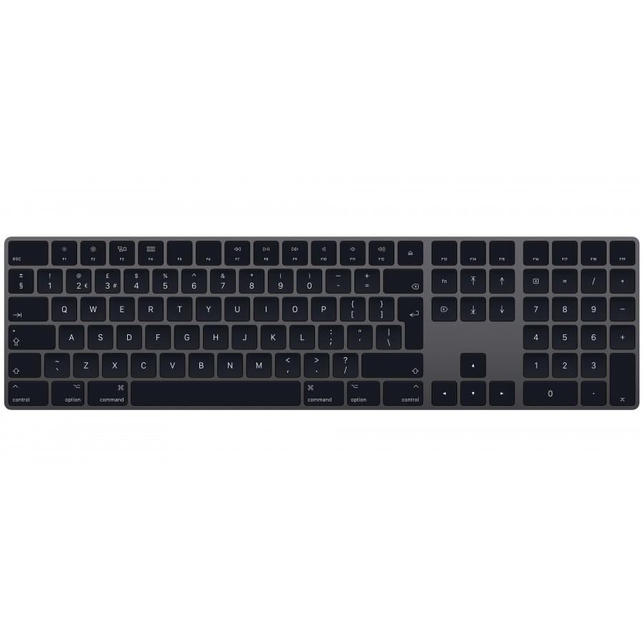 Refurbished Apple MRMH2B Magic Wireless Keyboard with Numeric Keypad British English (Space Grey), A