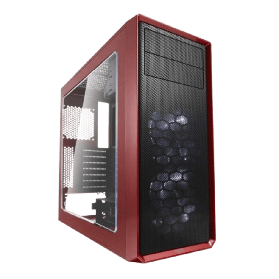 Fractal Design Focus G (Mystic Red) Gaming Case w/ Clear Window, ATX, 2 White LED Fans, Kensington Bracket, Filtered Front, Top & Base Air Intakes