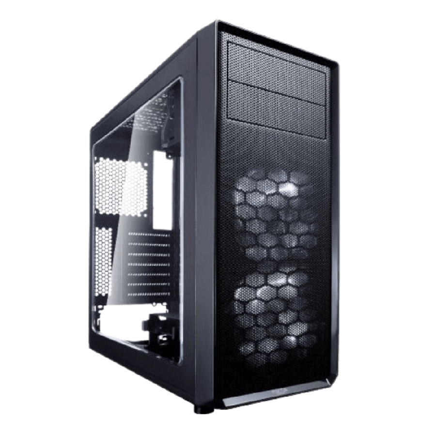 Fractal Design Focus G (Black) Gaming Case w/ Clear Window, ATX, 2 White LED Fans, Kensington Bracket, Filtered Front, Top & Base Air Intakes