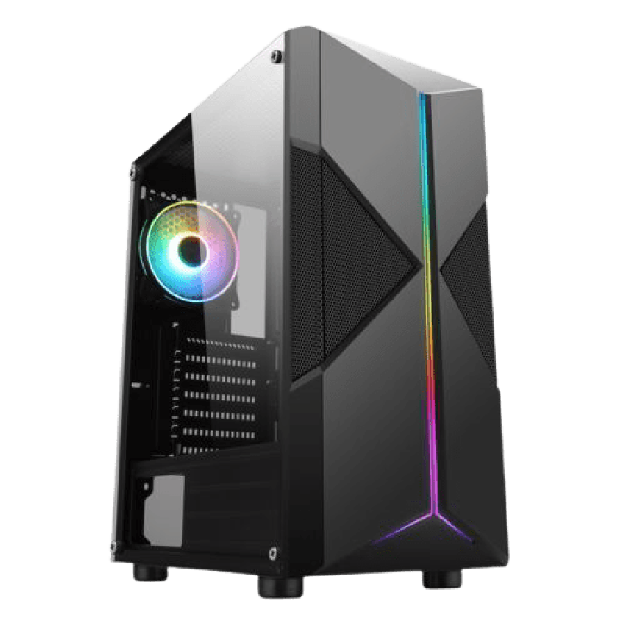 Spire Pyro ARGB Gaming Case w/Glass Window/ATX/ARGB Strips w/ IC connection/1 ARGB Fan/Mesh Top & 2 Front Cut-Outs