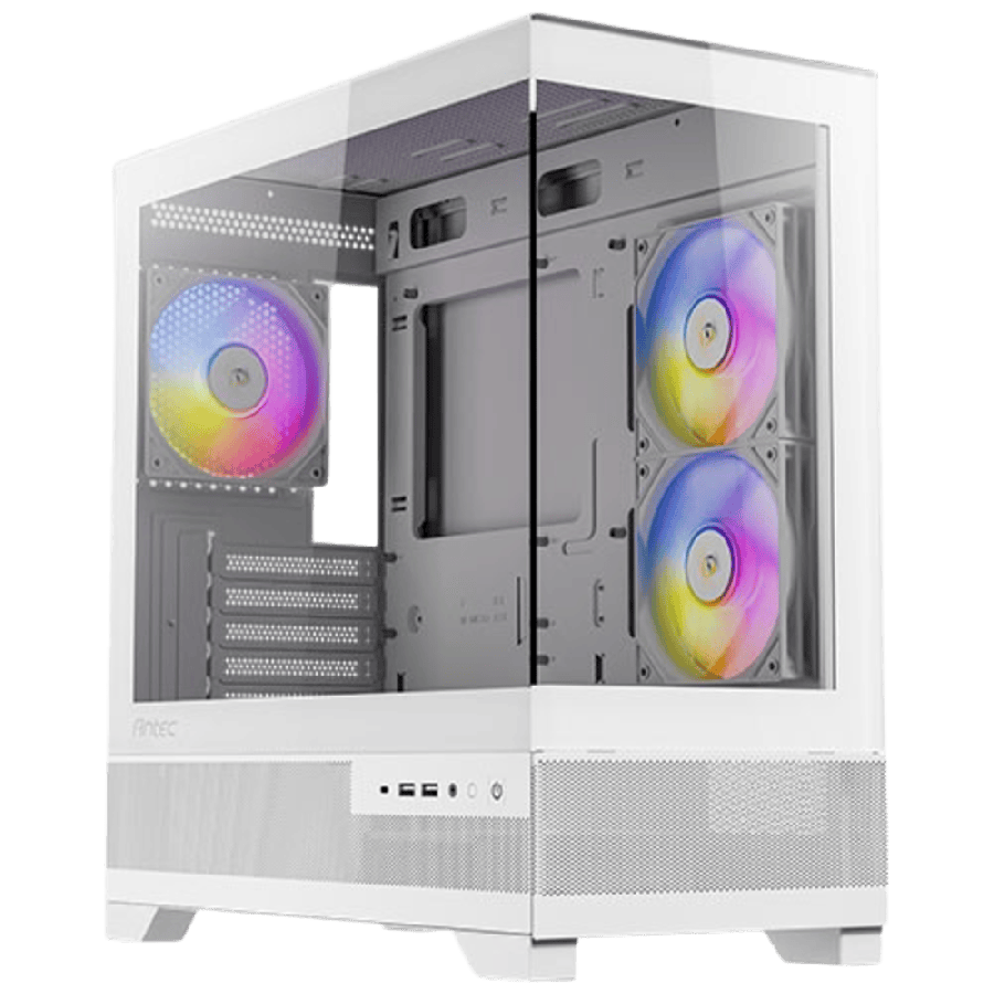Antec CX500M RGB Gaming Case w/ Glass Side & Front, Micro ATX, 3x RGB Fans, LED Button, 410mm GPU Support, USB-C, White
