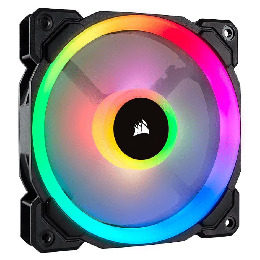 Corsair LL120 12CM PWM Case Fan, 16 LED RGB Dual Light Loop, Hydraulic Bearing - Black with RGB LEDs