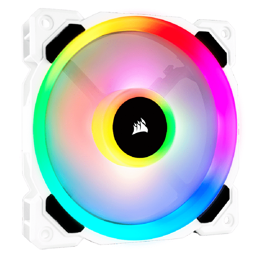 Corsair LL120 12CM PWM Case Fan, 16 LED RGB Dual Light Loop, Hydraulic Bearing - White with RGB LEDs