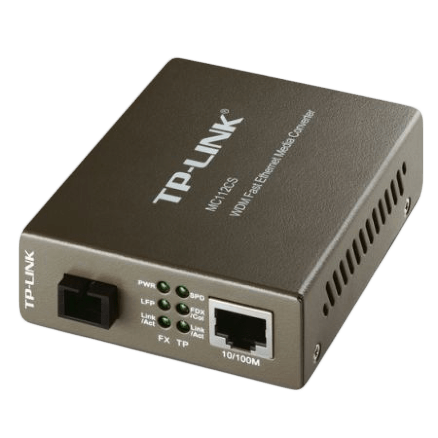TP-LINK (MC112CS) Single-Mode SC Fiber WDM Media Converter, up to 20km, 100B-FX to 100B-TX Copper