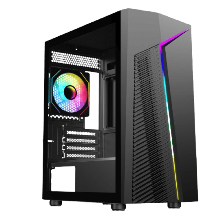 Alpha Black Micro-ATX PC Gaming Case with 1 x ARGB LED Strip and 1 x 120mm Three-Sided Infinity ARGB 4pin PWM Fan