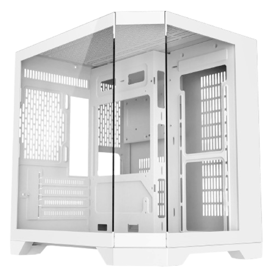 DS240 White Micro-ATX Gaming Case With Dual Chamber Panoramic Tempered Glass With 6 Port PWM Hub