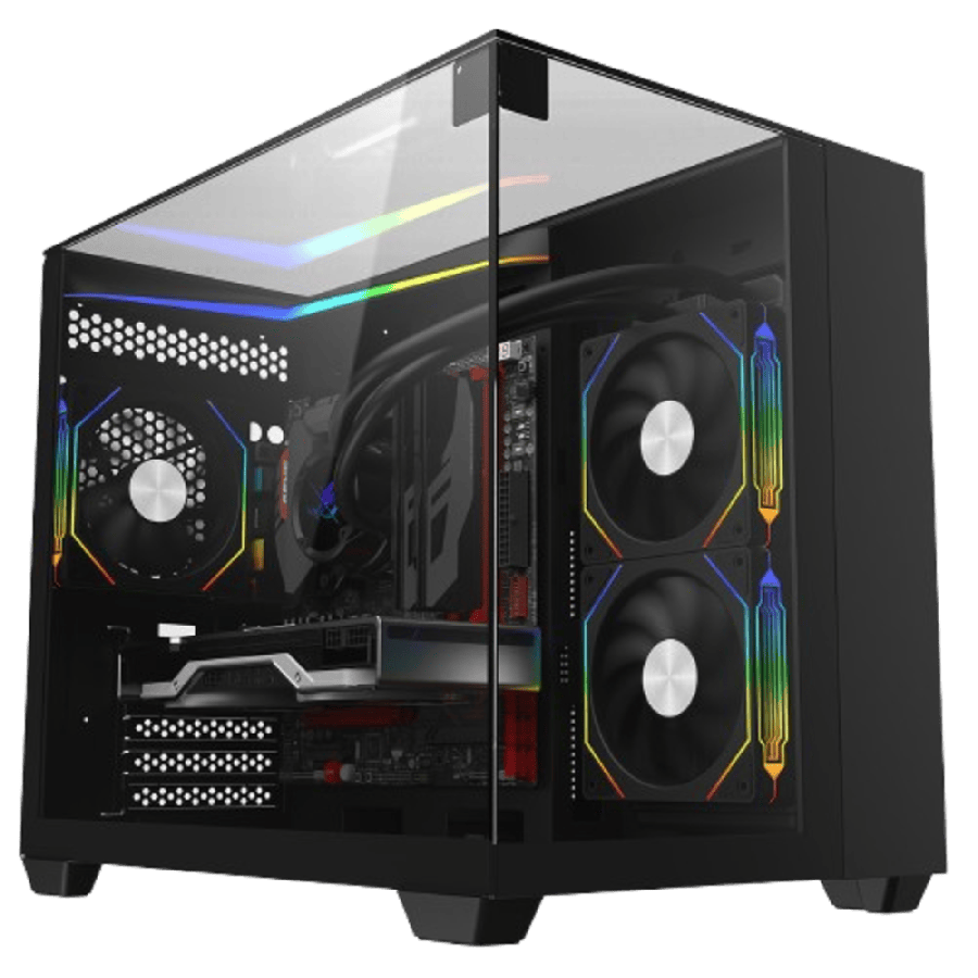 Eclipse Black Micro-ATX Gaming Case With Three-Sided Tempered Glass and LED Strip With 3 x 120mm CiT Eclipse Infinity ARGB Fans