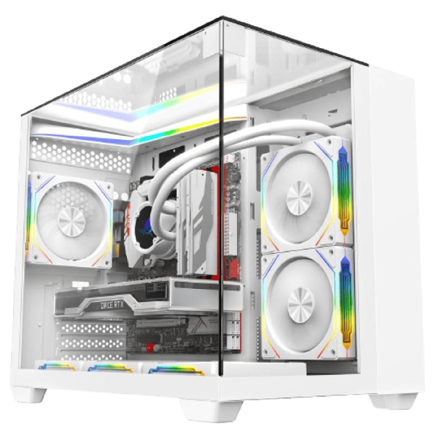 Eclipse White Micro-ATX Gaming Case With Three-Sided Tempered Glass and LED Strip With 3 x 120mm CiT Eclipse Infinity ARGB Fans