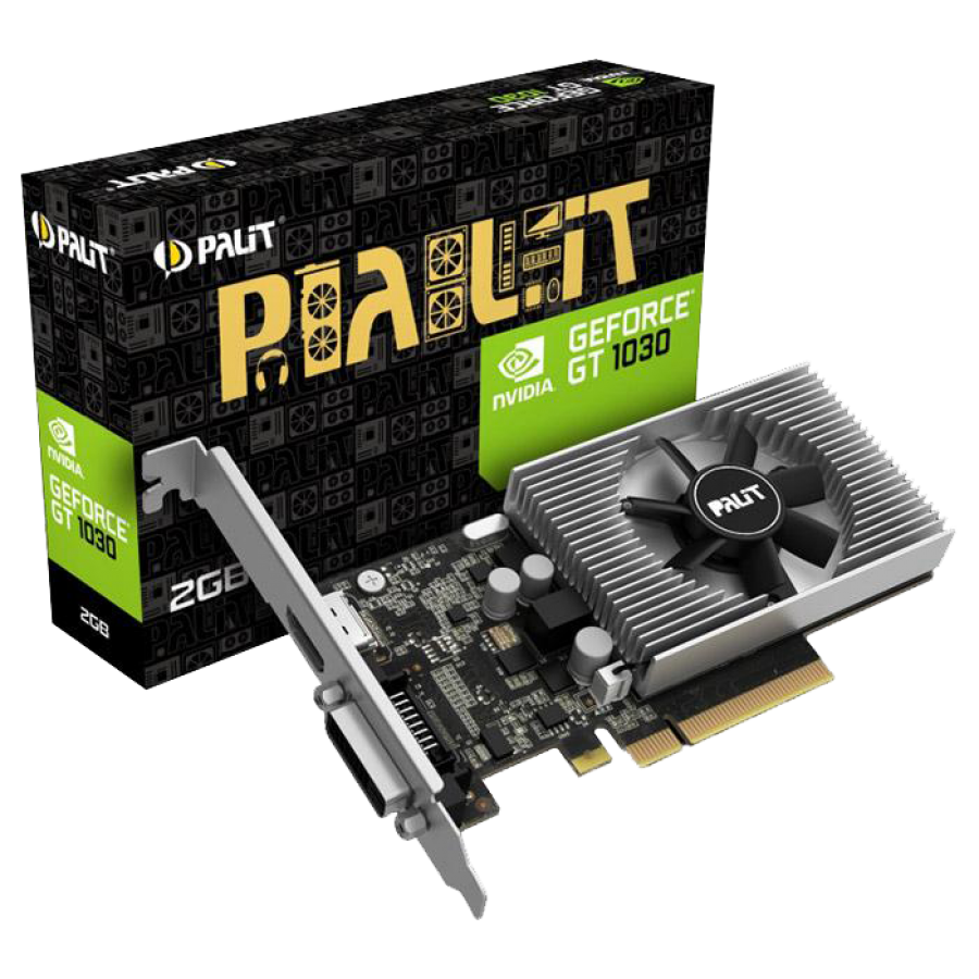 Palit GeForce GT1030, 2GB DDR4, PCIe3, DVI, HDMI, 1379MHz, Low Profile (No Bracket)