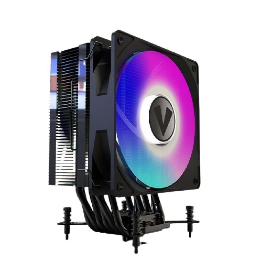 Vida Boreas Black ARGB Heatsink & Fan, Intel/AMD, 2000RPM Hydraulic Fan, 6 Copper Heatpipes, 220W TDP *ARGB and Optional Plain Fans Included*