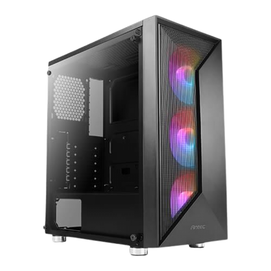 Antec NX320 ARGB Gaming Case w/ Glass Window, ATX, 3 ARGB Fans, LED Control Button, 360mm Radiator Support