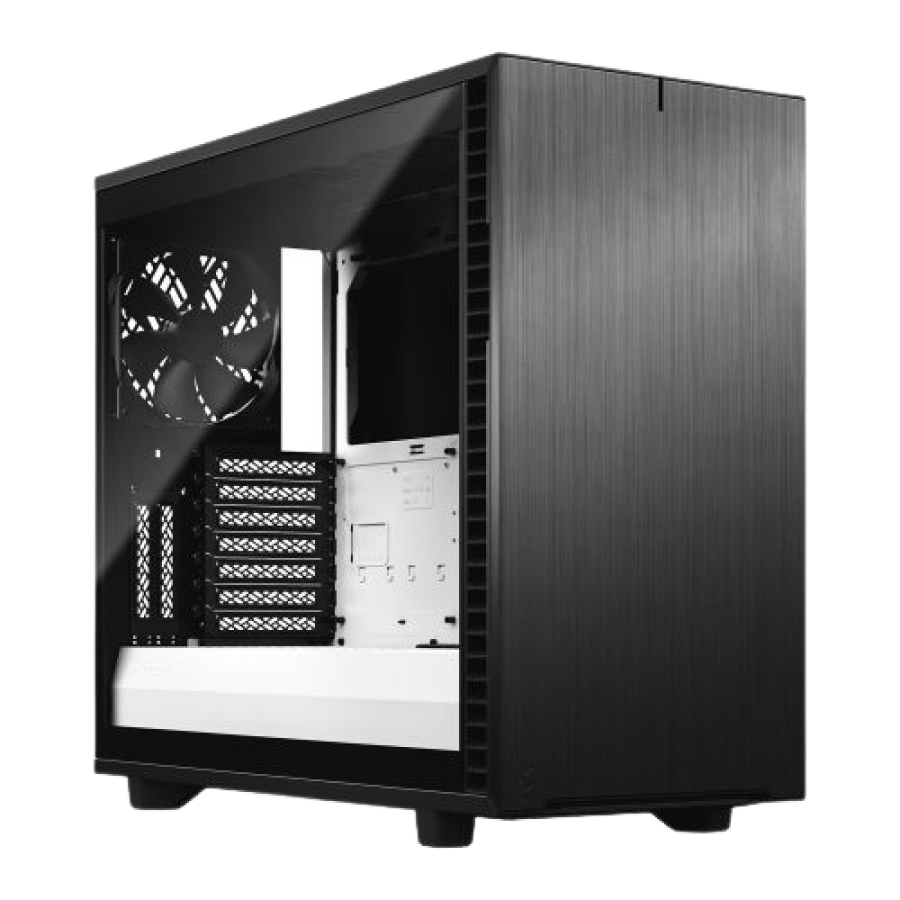 Fractal Design Define 7 (Black/White TG) Gaming Case w/ Clear Glass Window, E-ATX, Multibracket, 3 Fans, Fan Hub, Silence-optimized, USB-C