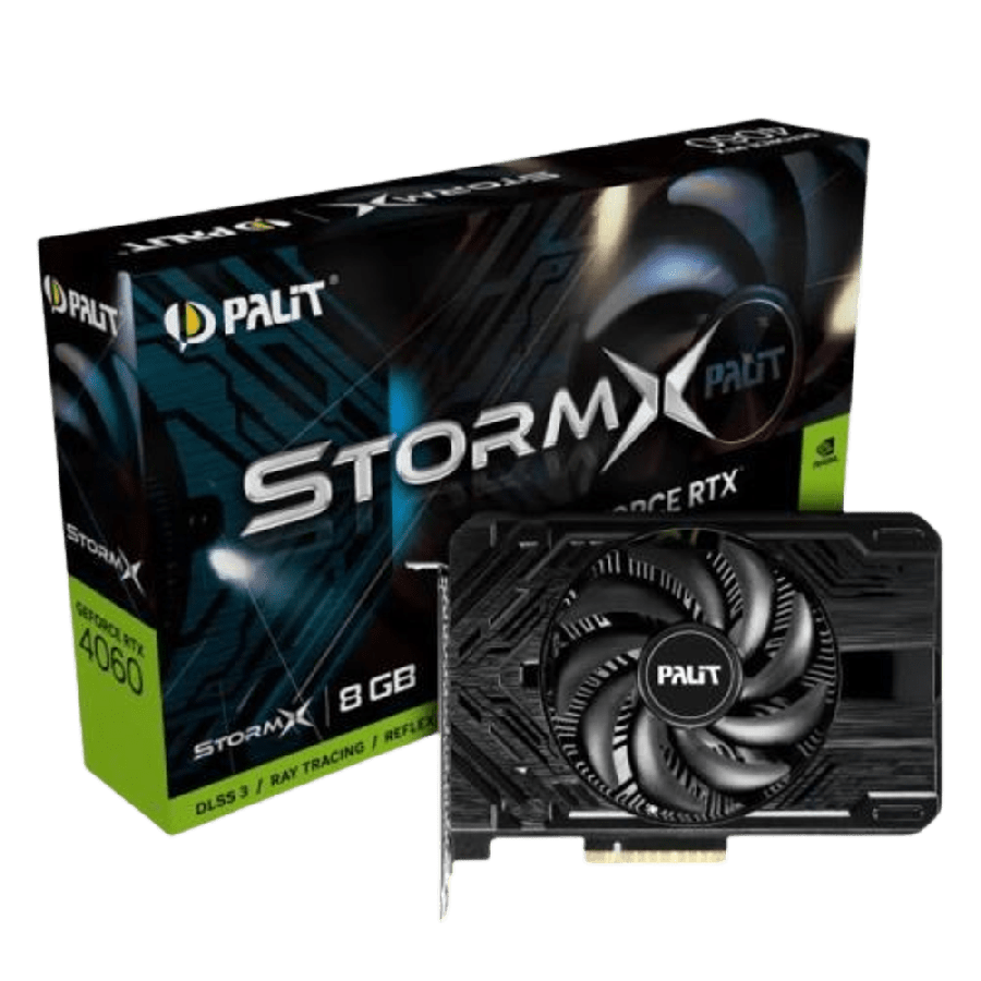 Palit RTX4060 StormX, PCIe4, 8GB DDR6, HDMI, 3 DP, 2460MHz Clock, Compact Design