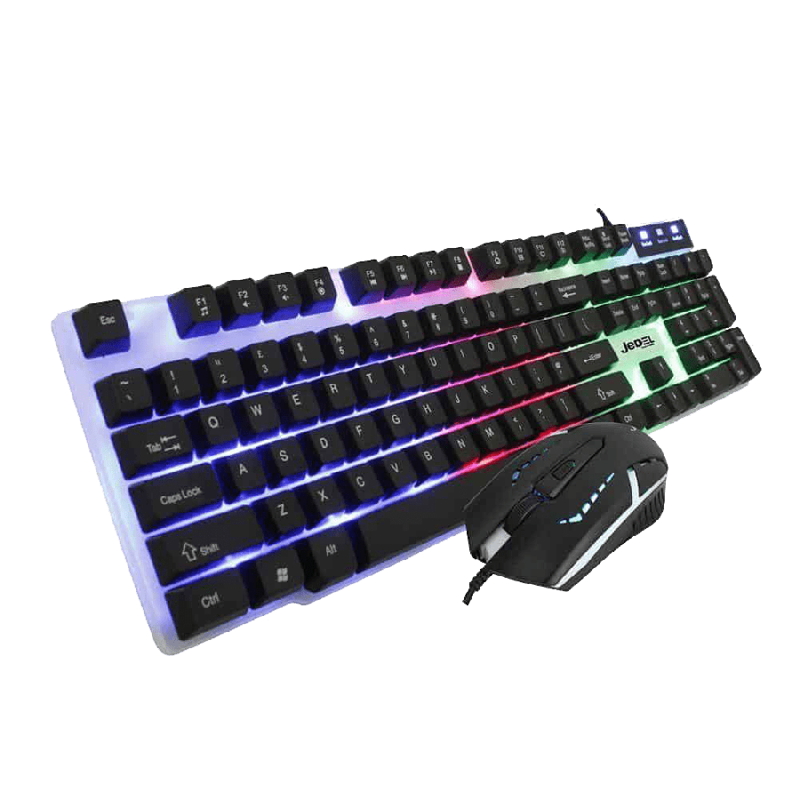 Jedel GK100 RGB Gaming Desktop Kit, Backlit Membrane RGB Keyboard & 800-1600 DPI LED Mouse