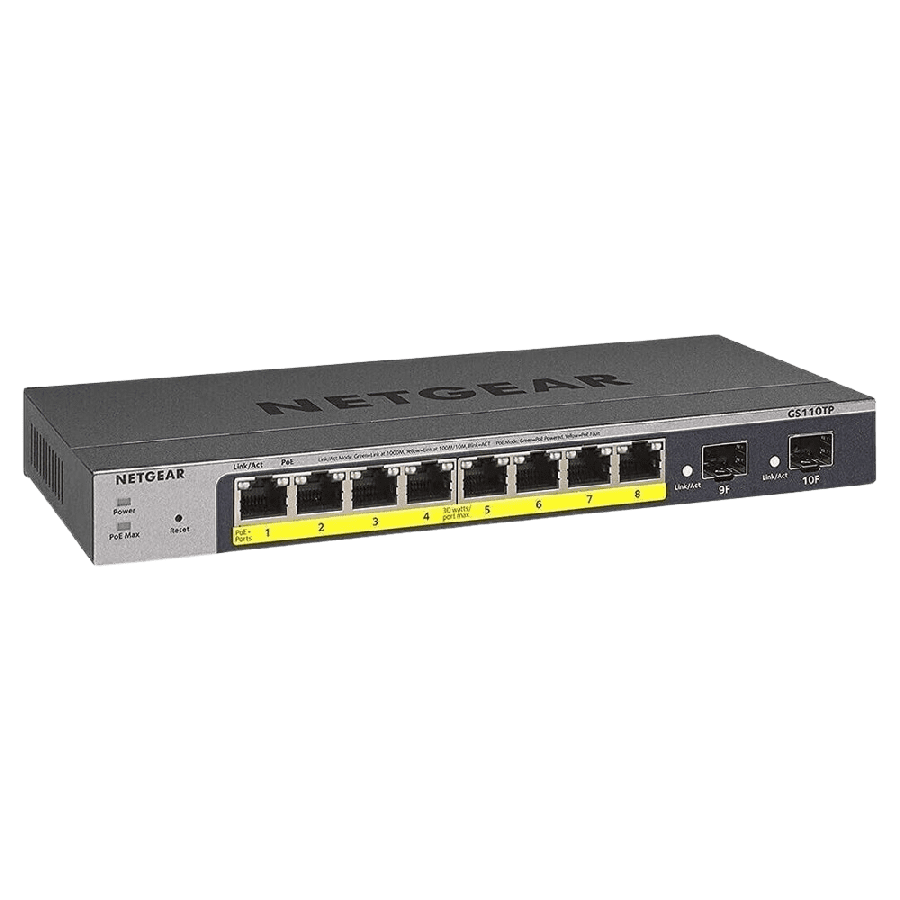 Refurbished Netgear ProSafe GS110TP/ 8 Port/ Gigabit/ Managed/ Smart Switch With Power Adapter