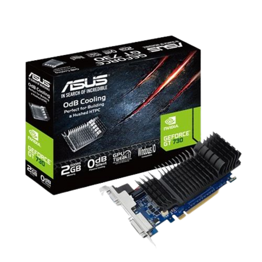 Asus GT730, 2GB DDR5, PCIe2, VGA, DVI, HDMI, Silent, Low Profile (Bracket Included)