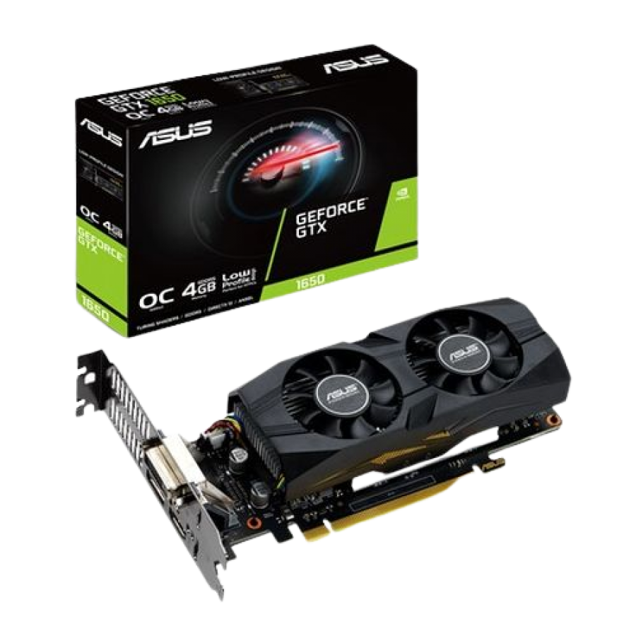 Asus GTX1650 OC, 4GB DDR5, DVI, HDMI, DP, 1740MHz Clock, Overclocked, Low Profile (Bracket Included)