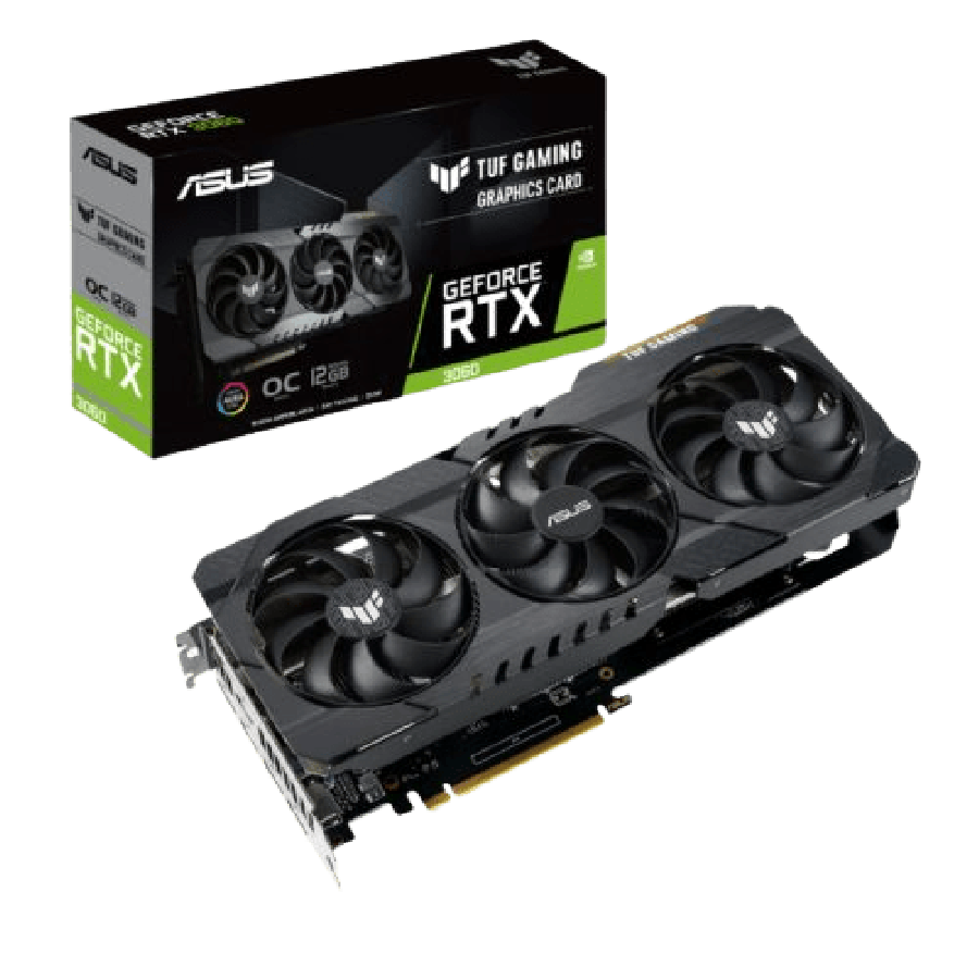 Asus TUF GAMING RTX3060 V2 OC, PCIe4, 12GB DDR6, 2 HDMI, 3 DP, 1882MHz Clock, RGB Lighting, Overclocked. LHR