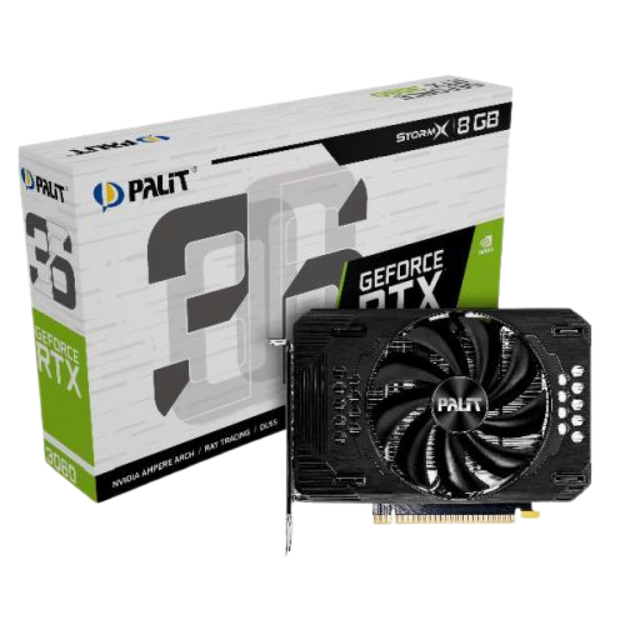 Palit RTX3060 StormX, PCIe4, 8GB DDR6, HDMI, 3 DP, 1777MHz Clock, RGB Lighting, Compact Design