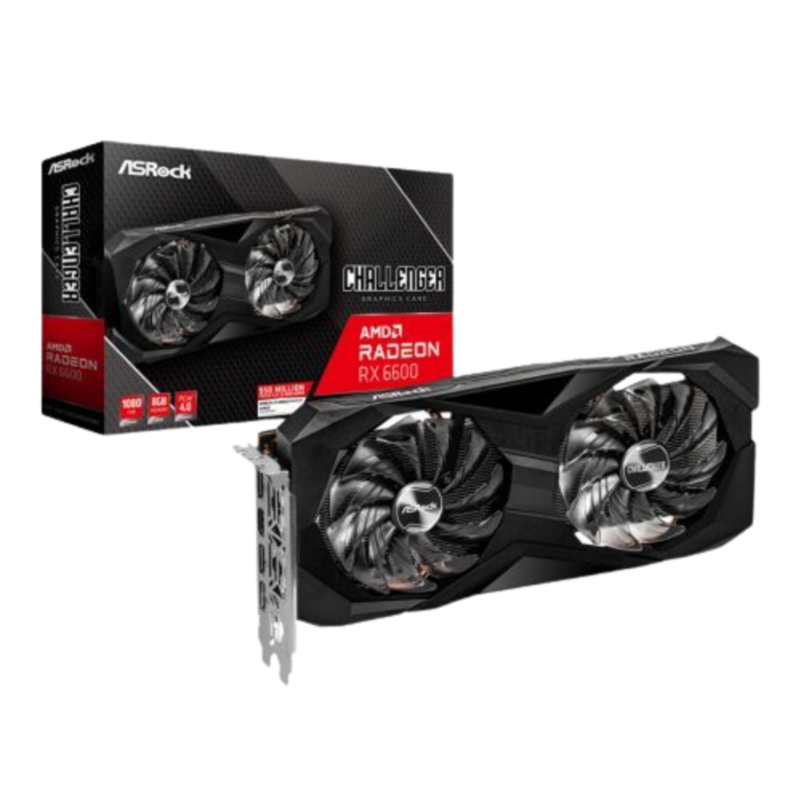 Brand New Asrock RX6600 Challenger D 8GB, 8GB GDDR6, PCIe4, HDMI, 3 DP, 2491MHz Clock, AMD RDNA 2, 0dB Cooling