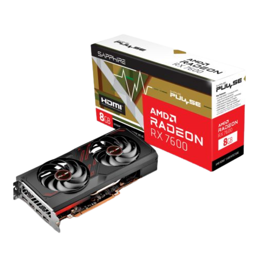 Sapphire PULSE RX7600, 8GB DDR6, PCIe4, HDMI, 3 DP, 2755MHz Clock