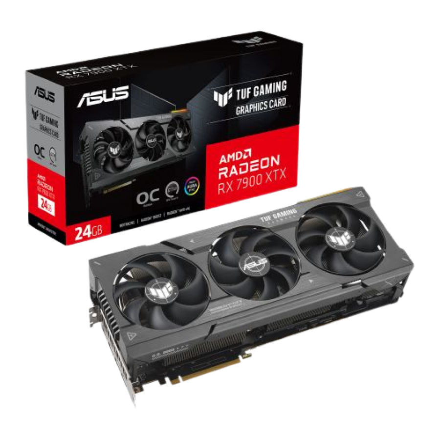 Asus TUF GAMING RX7900 XTX OC, PCIe4, 24GB DDR6, HDMI, 3 DP, 2615MHz Clock, RGB, Overclocked