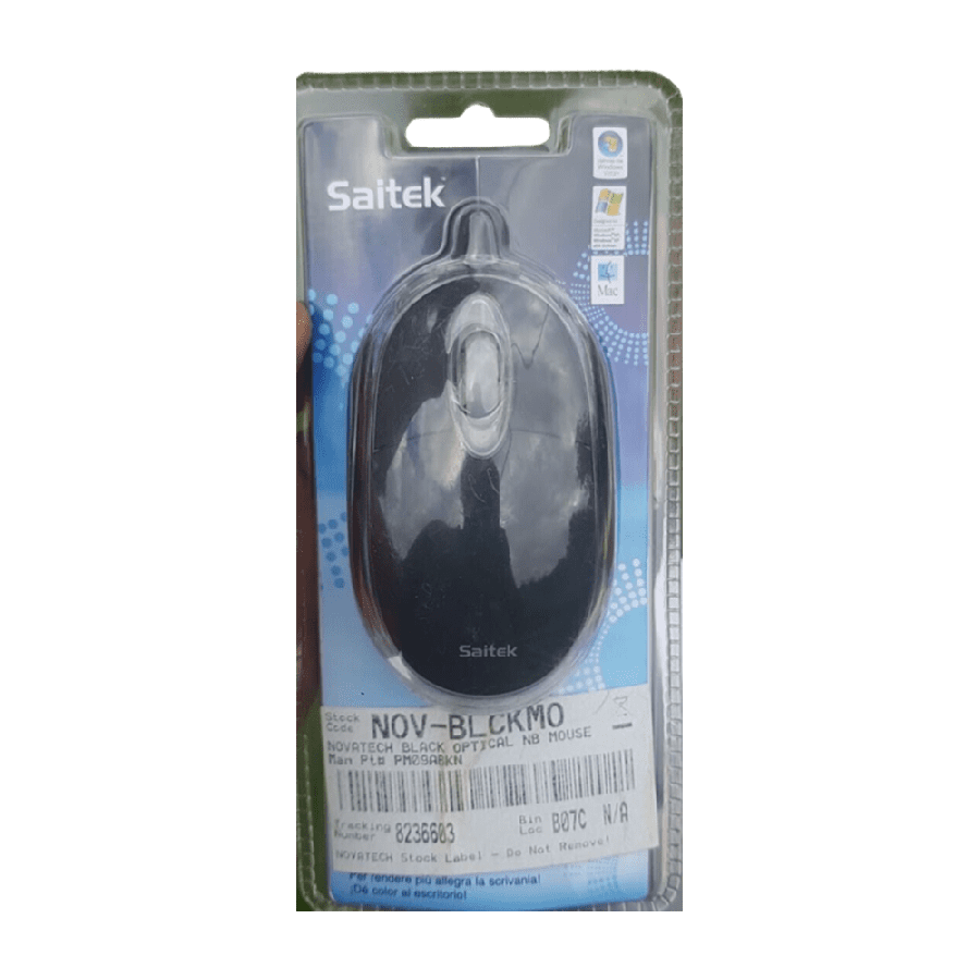 Brand New Saitek Black Optical Mouse/ 3 Buttons & Scroll Wheel For Notebook & Desktop PCs