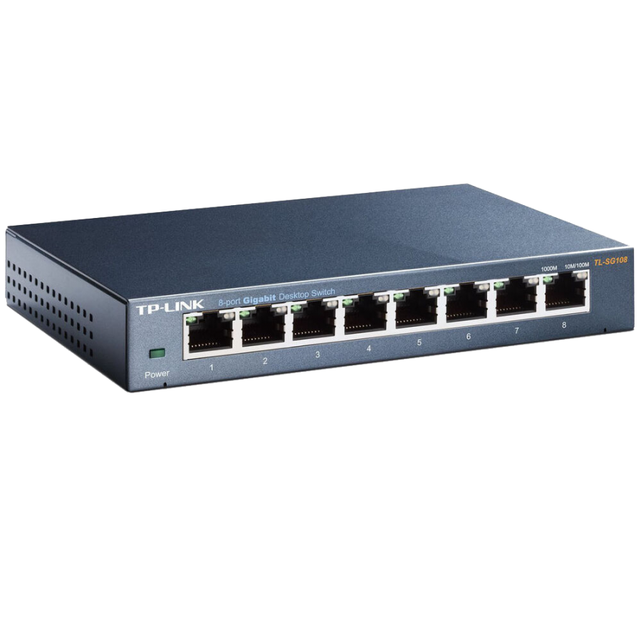 TP-LINK (TL-SG108) 8-Port Gigabit Unmanaged Desktop Switch, Steel Case