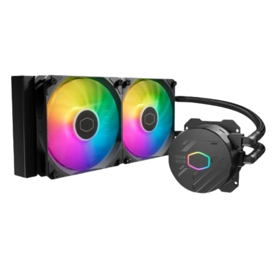Cooler Master MasterLiquid 240L Core ARGB 240mm Liquid CPU Cooler, 2x ARGB PWM Fans, RGB Pump Head, Black