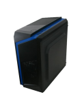 Spire F3 Micro ATX Gaming Case with Windows, No PSU, Black with Blue Stripe, Card Reader