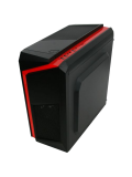 Spire F3 Micro ATX Gaming Case with Windows, No PSU, Red LED Fan, Black with Red Stripe, Card Reader